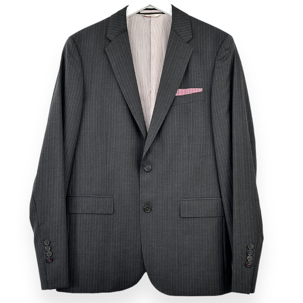 Nwot Brooks Brothers Red Fleece Gray Striped Single Breasted Wool Blazer Sz 42l